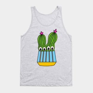 Cute Cactus Design #288: Potted Cacti Couple With Flowers Tank Top